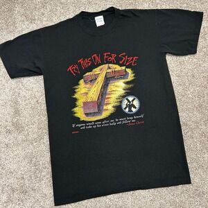 Vintage Try This On For Size TShirt Jesus Cross Men Large Mayberry 90s Religious
